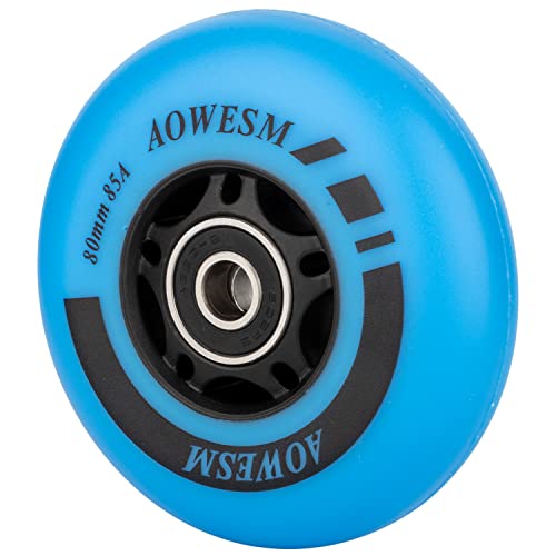 AOWESM Inline Skate Wheels 80mm 76mm 72mm 85a Outdoor Indoor Black Blue Red Roller Hockey Blades Replacement Wheels w/Bearings ABEC-9 and Floating Spacers (4-Pack) (Blue, 76mm) - Thumbnail 6