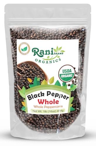 Rani Organic Black Pepper Whole MG-1 Grade 16oz