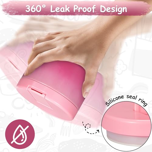 Image of Pawtong 12oz Insulated Vacuum Food Jar with Buckle Lid Wide Mouth Soup Thermo for Hot Food Kids Leakproof Stainless Steel Lunch Container (Gradient Pink, 12OZ)