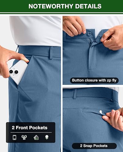 Soothfeel Men's Casual Shorts 5/7/9 Inch Golf Dress Shorts for Men Flat Front Work Lightweight Quick Dry with 4 Pockets Stone_Slab_Blue-L7_W35 — view 4