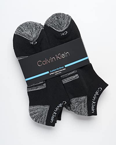 Image of Calvin Klein Mens No Show Socks - 6 Pack Soft Cotton Blend Cushioned Athletic Low Cut Socks for Men for Sports and Running