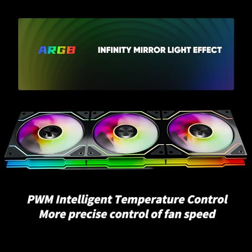 Image of Star Trall ARGB Computer Reverse Blade Case Fan,Double Sided Infinity Mirror Design Cooling Fan, 120mm CPU Case Fan PWM 800~1850RPM 58.36CFM HDB PC Case Fans (Black Reverse-1Pack)