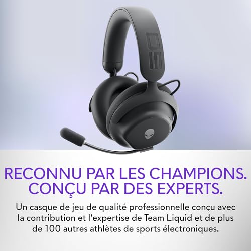 Alienware Pro Wireless Gaming Headset - Wired/Wireless, Bluetooth 5.3, 15 Minute Fast Charging, Audio Output 20 Hz, Battery Talk Time (ANC on) Up to 24 Hrs (Bluetooth), Dark Side of The Moon by Alienware - Image 3