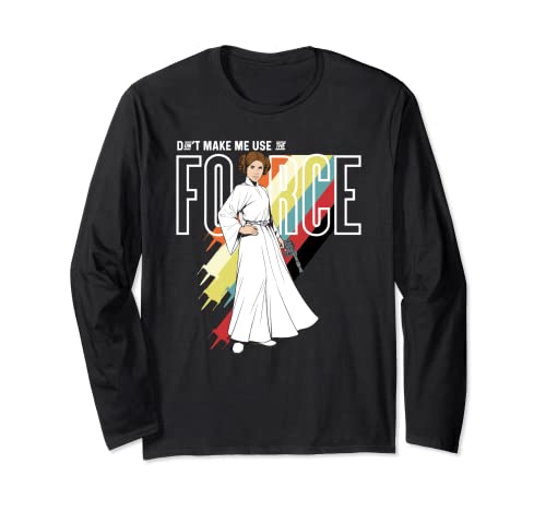 T-shirt Star Wars Princess Leia manches longues noir en coton pour fan