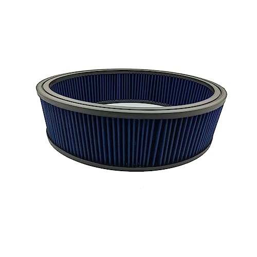 1 PC SHLPDFM Blue 14" X 4"Air Filter Element Round High Flow Washable & Reusable Round Air Filter Element Replacement Fits for Buick, Chevrolet, GMC, Ford, Mopar, Oldsmobile, Pontiac by SHLPDFM - Used condition - US$28.55