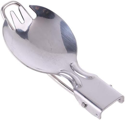 Foldable Spork Fork Spoon Stainless Steel Hiking Camping Cook
