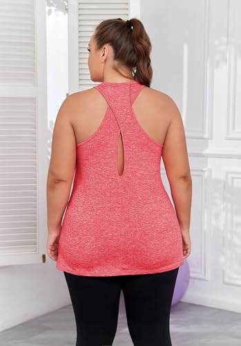 Image of ForHailey Women's Plus Size Cross Back Workout Tank Tops Athletic Shirts