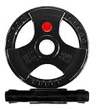 Signature Fitness Olympic 2-Inch Cast Iron Plate Weight Plate for Strength Training and Weightlifting, Style #4, 35LB Pair