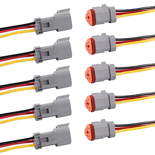 Connecteurs 3 broches Deutsch DT étanches avec prise déconnexion rapide 16 AWG