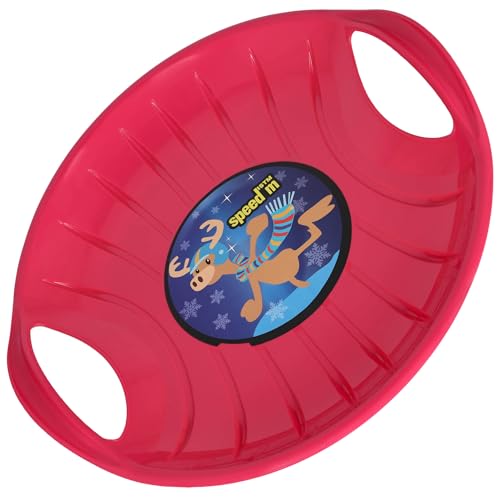 KOTARBAU® Rutschteller - ø 60 cm - Popo Rutscher - mit Griffen - Schlitten für Kinder & Erwachsene - Bob Schlitten - Kinderschlitten - Kunststoff - Rosa