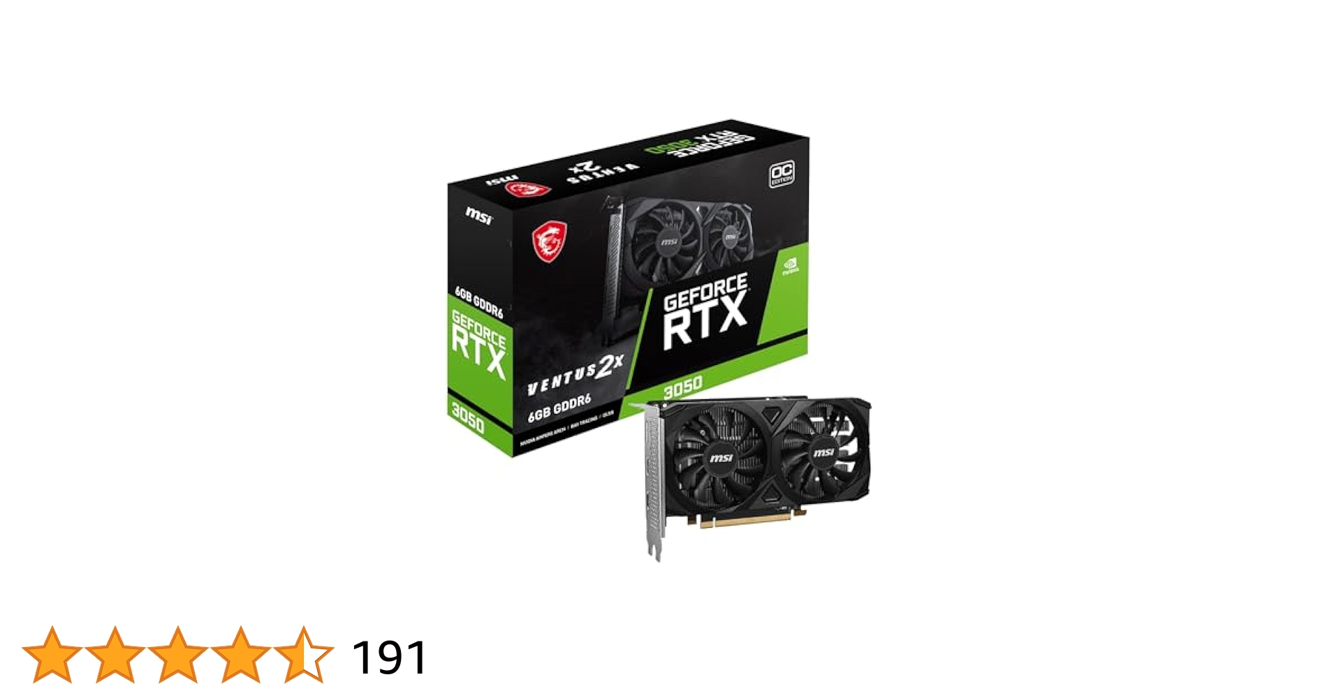 グラフィックボード・グラボ・ビデオカード MSI GeForce RTX 3050 VENTUS 2X 6G OC Amazon.com: MSI Gaming RTX 3050 Ventus 2X 6G OC Graphics