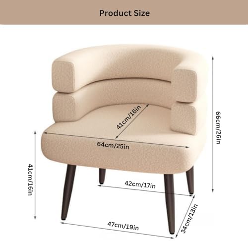 Comfy Single Sofa Chair with C Backrest, Armchair for Living Room & Bedroom, Stylish Black/Golden Legs, Soft Sponge Reading Chair for Balcony & Home Decor