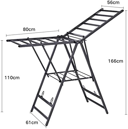 Clothes Drying Rack Clothes Drying Rack, Aluminum Foldable 2-Level Drying Racks for Laundry, Foldable Laundry Stand with Height-Adjustable Wings, for Bed Linen, Clothing