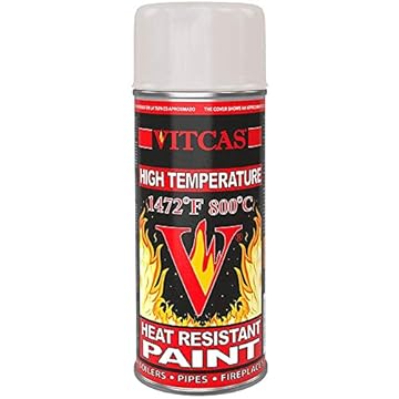 VITCAS Heat Resistant Paint Spray – Fireproof - Ideal for BBQ's – Engines – Exhausts - Stoves – Furnaces – Heaters - Anti Corrosive – Decorative Finish – 800 C - Cream/Beige