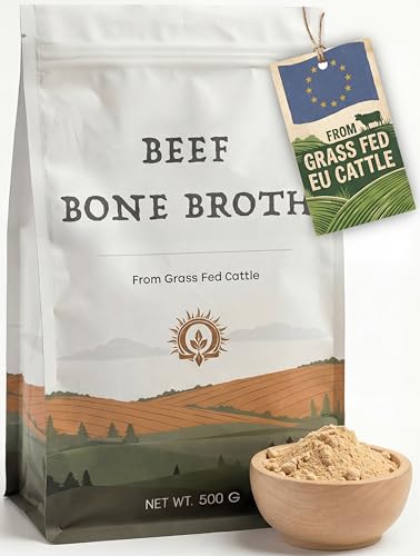 Beef Bone Broth Powder - 500g - Grass Fed EU Origin - Bone Broth Collagen Protein Powder - Muscle Growth Bone Health and Skin Quality
