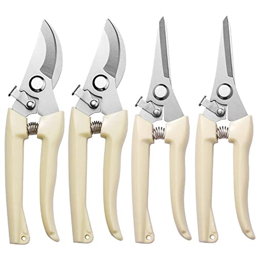 Lot de 4 sécateurs de jardin - Ciseaux de jardin - Sécateur manuel - Tondeuse de jardin pour cueillette de fruits/taillage d'arbres de fruits/art de fleurs Cover