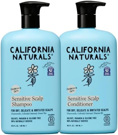 California Naturals Sensitive Scalp Shampoo & Conditioner Set, Soothing Gentle Hair Care for All Hair Types, Unscented & Fragrance Free, Vegan, Cruelty, Paraben & Sulfate Free, Color Safe, 16.5 oz