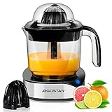 Aigostar Elektrische Zitruspresse, Saftpresse mit LED-Arbeitslampe und 2 abnehmbaren Kegeln, Orangenpresse mit 1,2L Großes Volumen, für Orange Zitrone Limette Grapefruit, 40 W