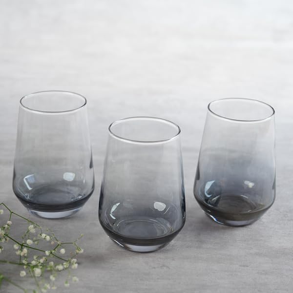 Image of bellemax 350 ML Black Drinking Glasses, Highball Lead-Free Glasses, Tumblers for Mixed Drinks, Water, Juice, Beer, Cocktail and Mixed Drinks (6)