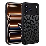 XTCASE Funda para iPhone 17 Pro MAX, Ultrafino Carcasa Leopardo Aesthetic Patrón Dibujos Translúcida Mate Trasera Silicona TPU Suave Antigolpes y PC Rígida Anti-arañazos Protectora Case, Negro