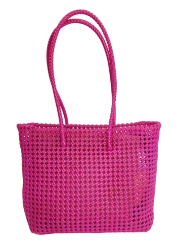 Image of ARNAVIRA Handmade Multipurpose Wire Bag (Koodai) Used as Lunch Bag, Shopping, Grocery, Tote Bag, Picnic Bag, Return Gift Bag (33x15x29 CM) (Rani Pink)