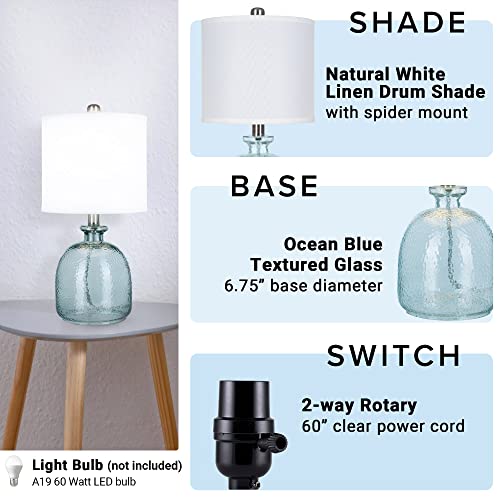 Catalina Lighting 20687-000 Textured Ocean Blue Glass Table Lamp, 18.25"H #TOP2