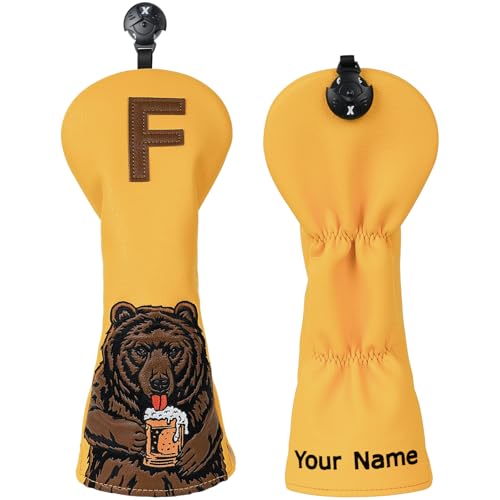 LZFAN Golf Club Head Cover Golf Head Cover Driver Headcover Fairway Wood Headcover Hybrid Club Head Cover Golf Blade Mallet Putter Cover Beer Bear (Version:Custom Fairway)