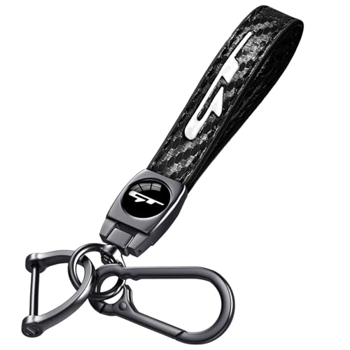 Image of Black GT Keychain for Kia K3 Forte Cerato 2021-2024, Black Leather & Metal Car Key Fob Holder, GT Car Keychain Accessories