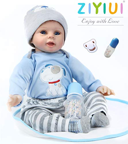 ZIYIUI Reborn Baby Dolls 22 Inch 55cm Soft Silicone Vinyl Lifelike Handmade Newborn Reborn Boy Toys Magnetic Mouth Children's Best Birthday Gifts Reborn Toddler Dolls Suitable for Ages 3+