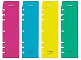 Cardinal 60025 Snap-In Page Marker Divider Finder Organizer in Neon Frosted Transparent Red, Blue, Green, Yellow, fits 3 Ring and 7 Ring 8-1/2 x 11 Size 5 Folio sized Planner, 4-Pack