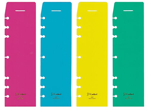 Cardinal 60025 Snap-In Page Marker Divider Finder Organizer in Neon Frosted Transparent Red, Blue, Green, Yellow, fits 3 Ring and 7 Ring 8-1/2 x 11 Size 5 Folio sized Planner, 4-Pack