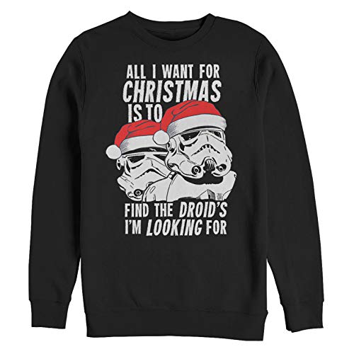 Star Wars Men's Christmas Droids Looking Wish Black Sweatshirt