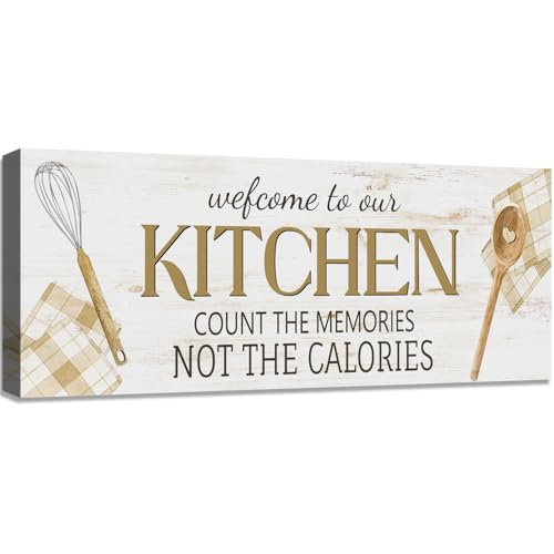 Loomarte Funny Kitchen Signs Wall Decor Canvas Art 6x17 inch
