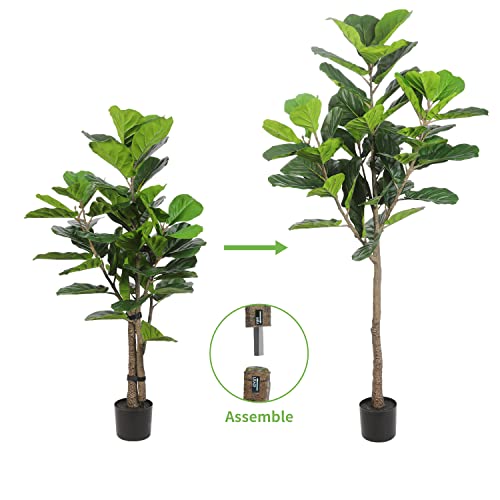 Realead Faux Fiddle Leaf Fig Tree 6 Feet, Tall Fake Plants In Pot, Artificial Ficus Lyrata Tree For Home Office Living Room Indoor Decor #TOP5