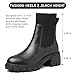 ziitop Women Platform Chelsea Boots Fashion Elastic Ankle Booties Lug Sole Chunky Block Heel Leather Fall Boots Ladies