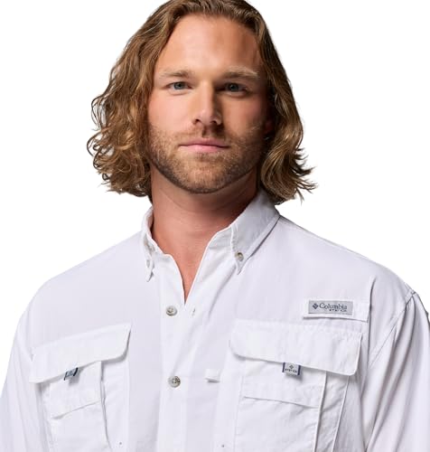 Columbia Mens PFG Bahama II Short Sleeve Fishing Shirt, White, Large — view 5