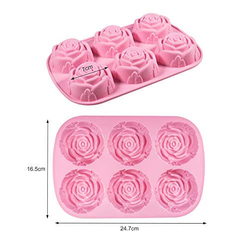 Wandic Silicone Mold, 2 Pcs Rose Flower Decorating Mould, 6 Cavity Soap Making Mold Supplies For Soap Candle Diy Crafts #TOP1