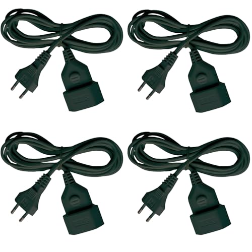 4x Brennenstuhl Kunststoff-Verlängerungskabel 5m schwarz, 1161800