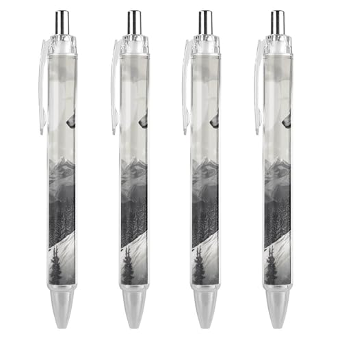 Stylos à bille rétractables lot de 4 encre noire pointe moyenne 0.5 mm