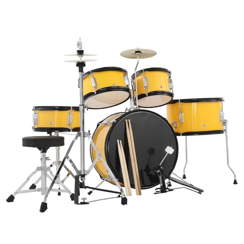 5 Piece Kids Drum Set, Junior Drum Kit with Bass Drum, Tom, Snare Drums, Hi-Hat, Cymbal and Drums...