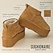 CUSHIONAIRE Hippy Women’s Platform Ankle Boots – Genuine Suede, Faux Fur Lining, Cozy Winter Slip-On Design boots for women, CHESTNUT 10