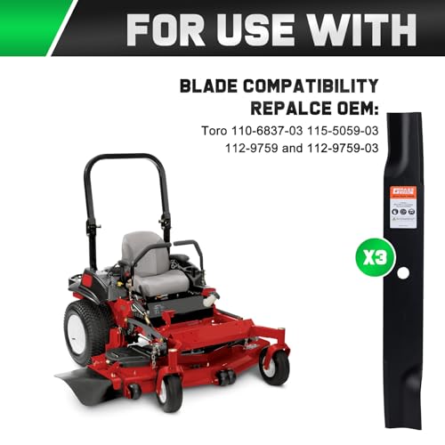 Image of Grasscool 50 inch Deck Toro Timecutter Mower Blades Replacement 115-5059-03 | Fits SS5000 Z5000 MX5050 MX5000 MX5060 MX5075 Zero Turn Lawn Tractor Riding Parts,High Lift Bagger Sharp Cuts Side Discharge
