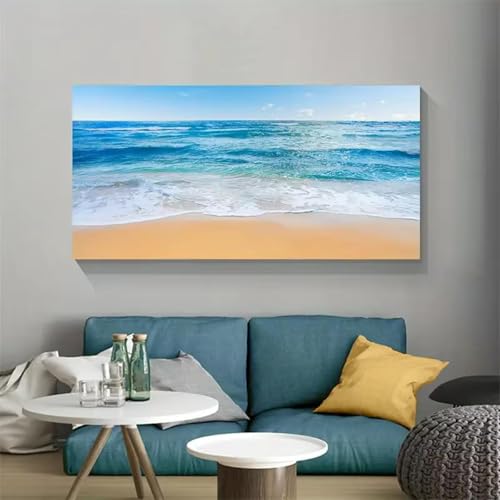 Lienzo sin marco con impresión de olas marinas, póster de arte moderno, pintura de paisaje, arte de pared para decoración del hogar, oficina, sala de estar, 50 x 100 cm (20 x 39 pulgadas), sin marco