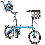 BGGFNZ 16 Inch Folding Bike with 7-Speed, Foldable Bike for Adults, Commuter Bikes Folding Bicycle for Adult/Women/Men Commuting Traveling Outdoor, Front and Rear Disc Brakes, Adjustable Seat
