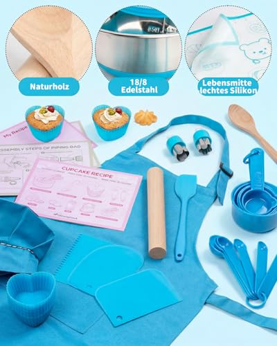 Glowsprout Kit de pâtisserie et de cuisine 53 pièces pour enfants avec toque de cuisinier, tablier de cuisine et accessoires de pâtisserie – Kit de jeu complet pour enfants à partir de 3 ans – Jouet – vue 6