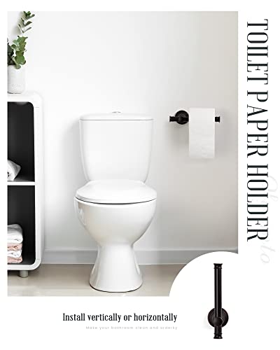 Bathroom Hardware Set 4-Piece, Olysmto Bathroom Accessories Set Towel Rack Set Wall Mounted, Includes 16Inch Hand Towel Bar, Toilet Paper Holder, Towel Ring And Coat Hooks, Oil Rubbed Bronze #TOP3