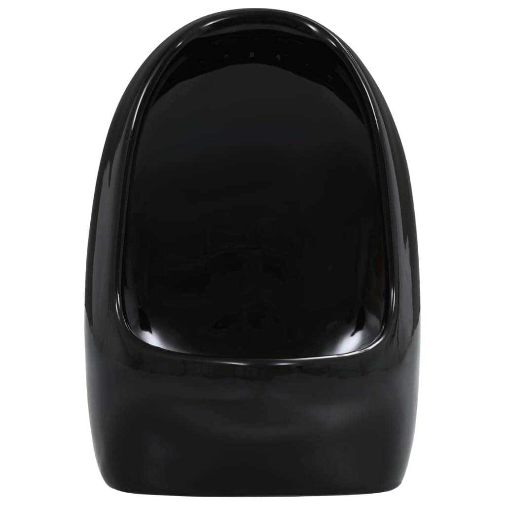 vidaXL Urinario de Pared con Válvula Descarga Cerámica Negro Fontanería Baño Diseño Clásico Aerodinámico Práctico Descarca Superior Instalación Fácil