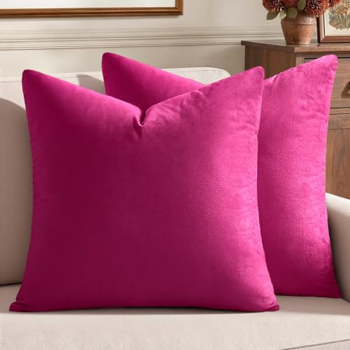 Image of MIULEE Pack of 2, Velvet Soft Solid Decorative Square Throw Pillow Covers Set Cushion Case for Sofa Bedroom Car 18 x 18 Inch 45 x 45 cm