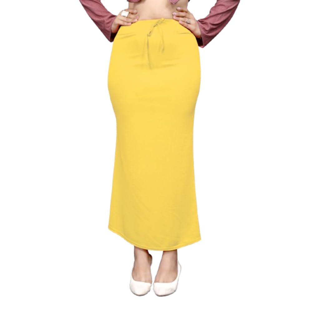 Women’s Saree Shapewear Cotton Blend Readymade Stretchable Fish Cut Petticoat Mermaid Fit Silhouette with Tummy Control & Side Slit Lightweight Premium Underskirt