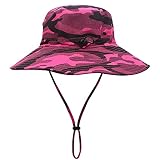 WANYING Damen Herren Outdoor Sonnenschutz Bucket Hut Fischerhut Baumwolle Two Way to Wear für Kopfumfang 55-62 cm Rosa Camouflage